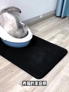Double layer filtering cat litter pad extra large splash proof cat litter control eva Washable and dirt resistant pet mat