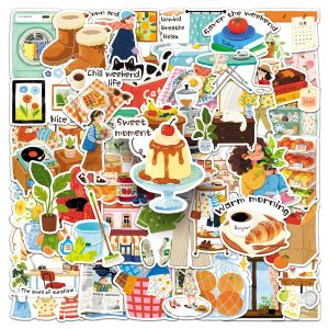 50-100Pcs Weekend Plan Stickers Fresh Hand Drawn Waterproof Vinyl Decals for Journal Laptop Phone Case Notebook Gift