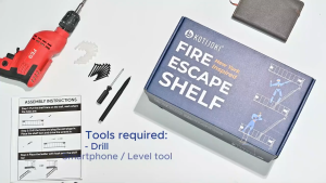 Wall Mounted Fire Escape Ladder Shelf Creative Firewall Rack 3/4 Tier Metal Staircase Shaped Shelf Home Foyer Decoration Wrought Iron Storage Rack Display DIY Installation Space Savers