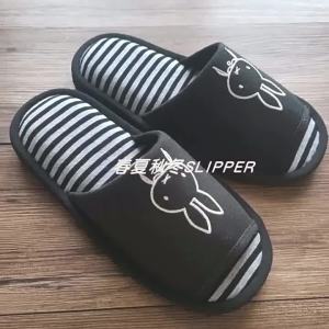 Spring and Autumn Cartoon Adorable Knit Cotton Open Toe Slippers for Home Floors