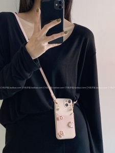 Cute Pink Silicone Phone Case Crossbody with Lanyard Full Cover Protection for iPhone 16 pro Max 15 14 13 Models Cartoon Design