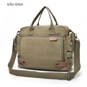 Túi Đeo Chéo Bằng Vải Canvas Dành Cho Nam Túi Đeo Vai Thông Thường Túi Xách Satchel Dung Tích Lớn Dành Cho Du Lịch Màu Xám