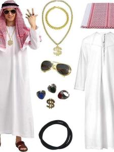 Arabian Robe Halloween Costume Mens New Style Dubai Prince Middle East Saudi Adult Cosplay Traditional Islamic Gown