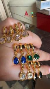 14k 4 pairs Bangkok gold earrings of mixed colors