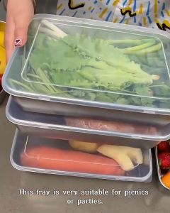 304 Stainless steel Fresh Keeping box with sealed lid Food trays Food keeper storage box stainless food container made in Japan multi-purpose kithchen food organizer thickened food storage crisper refrigerator accessories for snacks meats vegetables fruit