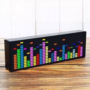 Multifunctional LED Music Spectrum Rhythm Lights Voice Sensor 1624 RGB Atmosphere Level Indicator with Clock Display V6.65