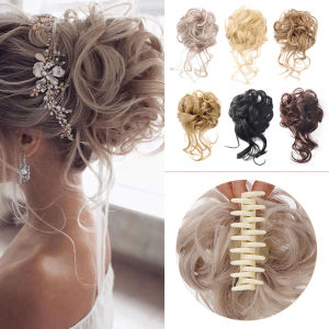 Synthetic Chignon Messy Curly Claw Hair Bun Scrunchy Fake False Hair Band Tail for Women Hairpieces Blonde Black Brown