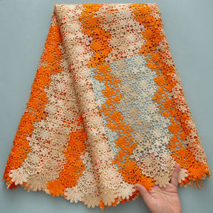 Vải Ren Guipure Đa Năng 100% Polyester Đen Trắng Be Chất Liệu May Váy Lưới Thêu Đa Dụng Cho Trang Phục Dự Tiệc