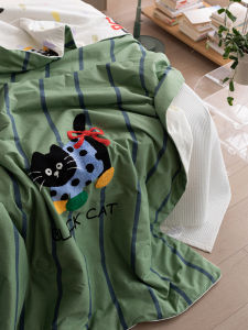 Dopamine Summer Cotton Print Quilt Set Cute Towel Embroidery Four-Piece Bedding Set Lightweight Air Conditioner Quilt