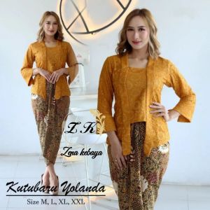 Kebaya Kutubaru Brokat Set Rok Lilit Batik Baju Kebaya Wisuda Lamaran Kondangan Pesta Wanita Dewasa