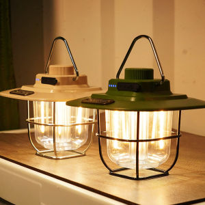 ไฟ LED หรี่แสงได้ Vintage Camping Light พร้อมตะขอสำหรับอุปกรณ์กลางแจ้ง
