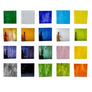 20Pcs 10x10cm Stained Glass Sheets Mixed Color Textured Glass for Tiffany Lamp Mosaic Art DIY Craft Supplies