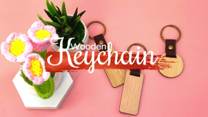 WPS Wooden Keychain with Leather for Laser Engraving 10pcs