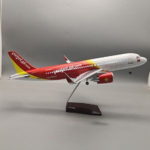 1:80 Scale Plane A320 Vietjet Air Airplane Model With Wheels And Lights Resin Toys Boys Kids Aircraft Collected Gift By Aviation