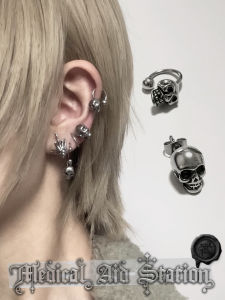 Titanium Steel Skull Hoop Earrings Studs Full Body Fashion Jewelry Not Recommended for Long Time Wear Lip Ring Brand New