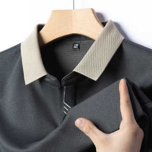 Cross-Border Hot Polo Classy 2024 Summer Men Short-Sleeved T-shirt Contrast Color Ice Silk Thin Polo Shirt Tops Men