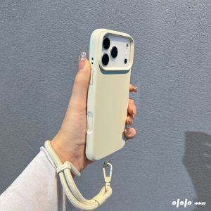เคสโทรศัพท์ซิลิโคนเหลว Apple 17promax ใหม่พร้อมสายคล้อง ป้องกันการตกหล่น ดีไซน์เรียบง่าย สไตล์ไฮเอนด์ สีสันสดใส
