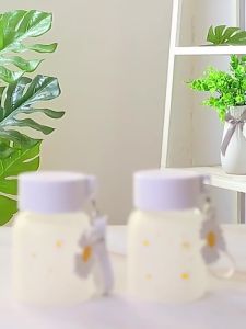 BOSSLU Gelas Tumbler Kaca Buram Daisy Aesthetic Botol Minum Dengan Gantungan Daisy
