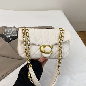 Women Quilted Leather Shoulder Bag Luxury C Logo Gold Chain Crossbody Bag Designer Small Flap Handbag Vintage Black Evening Clut