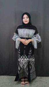 Gamis Couple Tenun Rahayu & Dress Hitam Kondangan Prewedding - Pakaian Pasangan Baju Tenun Terbaru