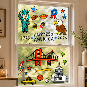 Independence Day Window Clings for Kids 4th of July USA Window Stickers Reusable Static Cling Decals for Home Glass Decor