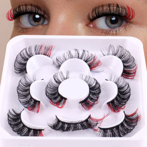 Colorful Fake Eyelashes 5 Pairs Set Thickened Curling Stage Performance Makeup Fox Fur Simulation Easy to Use for Beauty Tools
