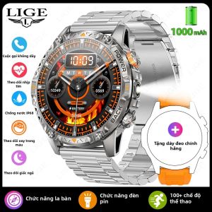 LIGE | Đồng Hồ Thông Minh Ngoài Trời LIGE Dành Cho Nam Pin 1000mAh GPS Theo Dõi Thể Thao Chống Nước 3ATM Gọi Bluetooth Tích Hợp La Bàn Theo Dõi Nhịp Tim.