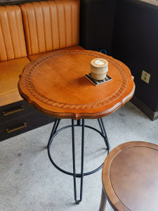Retractable Bar Counter Coffee Table Solid Wood Iron Coffee Table Side Table Small round Table B & B Small round Table Rattan Balcony Table