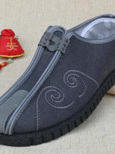 Beijing Mens Cloth Shoes Spring Autumn Single Stitch Casual Middle-aged Trendy Retro Embroidery Comfortable Flat Heel Footwear