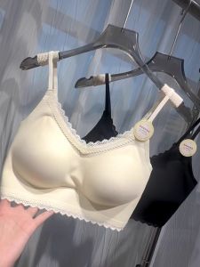 2025 Summer New Womens Thickened 3CM Small Show Large Lace Edge One Piece No Steel Ring Gathered Short Strapless Beautiful Back