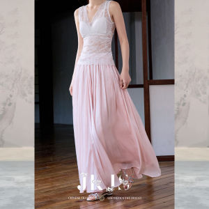 JK&JS | Chân Váy Midi Xếp Ly Flare Màu Hồng Drop-Sense