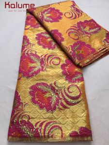 Kalume 2025 Newest Gilding Jacquard Fabric High Quality African Jacquard Lace Fabric For Sewing Party Wedding Women Dress F4388