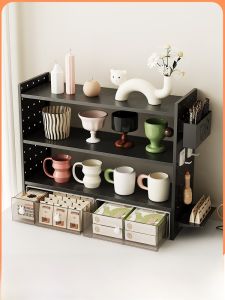 Kitchen Multi-Layer Cup Holder Drawer Style Storage Device Living Room Corner Rack Tea Cup Dustproof Shelf Large Capacity