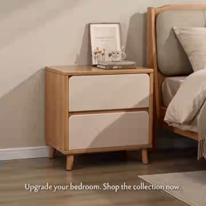 Nordic Solid Wood Bedside Table Modern Minimalist Nightstand with Storage Light Luxury Cabinet for Bedroom