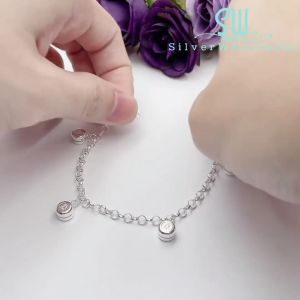 SilverWholesale #BB113 Original Silver Kids/Baby/Newborn Anklet Bracelet (Rantai Kaki/Tangan/Gelang Kanak/Budak/Bayi) 健康快乐