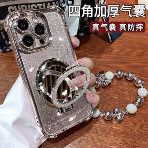 เคสโทรศัพท์มือถือ Apple 17Promax แบบมีกระจก ป้องกันการตกหล่น 4 ด้าน ดีไซน์เรียบง่าย สไตล์หรูหรา ดีไซน์สร้างสรรค์ พร้อมสายรัด