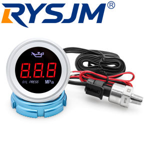 RYSJM | 0-1.00 Mpa 52MM Oil Pressure Gauge with Press Sensor 1/8NPT Red LED Light Digital Oil Press Meter Indicator for Car Truck 12V