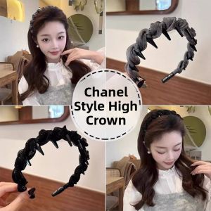 Elegant Pearl Shiny Mesh Hairband Womens Outdoor Wear Daily High Hairline Headband Hairpin Hair Accessory Korean Style