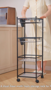 Bathroom Storage Shelf Square & Narrow Gap Design Space-Saving Easy Storage Rack for Kitchen Bathroom