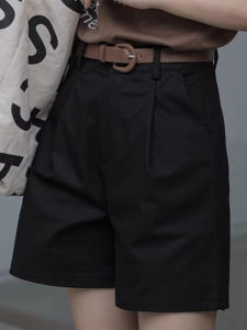 High Waist Wide Leg Short Pants Womens Casual Thin Summer A-Line Straight Cut Mid-Thigh Length Commute Style Korean Fashion