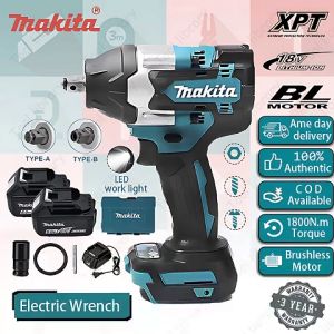 Makita 1800NM Cordless Impact Wrench 1/2" Removable Truck Wheel Drill Brushless Electric Impact Wrench With 2 Battery