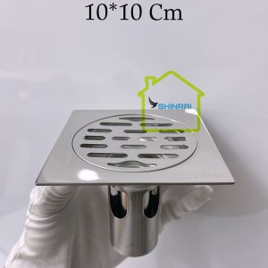 ( 10*10 Cm - Đáy INOX Đúc 3mm ) Phễu Thoát Sàn Ga Thoát Sàn Nhà Tắm INOX SHINRAI TS021