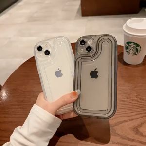 Tri-Town Transparent Shockproof Soft Silicone Phone Case For iPhone 14 13 12 11 Pro Max XS XR X 8 + 7 Plus Clear Simple Phone Casing Anti-fall Phone Cover With Full Cover Lens Camera Protection Shell Hot Sale