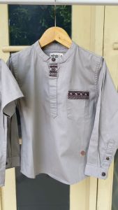KEMKO Kemeja Koko Anak ECRU Bordir MOTIF SILANG by Sajuak