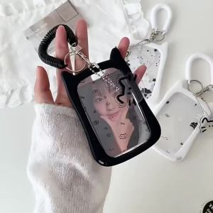 Hộp Đựng Thẻ Thiết Kế Hình Mèo Dễ Thương Có Móc Khóa Dành Cho Học Sinh Vỏ Bảo Vệ Bằng Silicon Bền Chắc Cho Thẻ Xe Buýt/tàu Điện Ngầm/thẻ Sinh Viên Dùng Được Cho Cả Nam Và Nữ