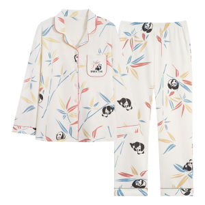 Bộ đồ ngủ MiiOW cho nữ làm bằng cotton dài tay dễ thương tay dài cổ tròn