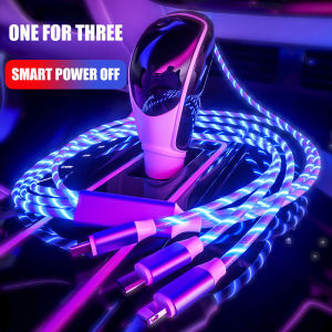 LED Flowing Fast Charging Cable 5A Glow Luminous USB Charger Cord Type-C Micro USB iPhone Magnetic 3 in 1 Cable for Android iOS 1.2M⚡PH deliveryIn stock⚡