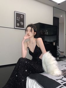 เรียบหรู Long Tailored เดรส เซ็กซี่ เปลือย ดีไซน์ ปาร์ตี้ ชุดราตรี สําหรับสุภาพสตรี ทันสมัย โพลีเอสเตอร์ ผ้าไม่มีแขนกลาง เอว