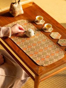 Original Jinbian Little Tea Table Mat Double Layer Tea Table Cup Coaster Retro Chinese Style Handmade Embroidery Material