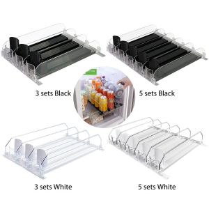 3/5 Grids 310/380MM Drink Organizer Dispenser Spring Push Canned Beverage Push Rack Adjustable Width Soda Can Bottle Pusher for Refrigerator